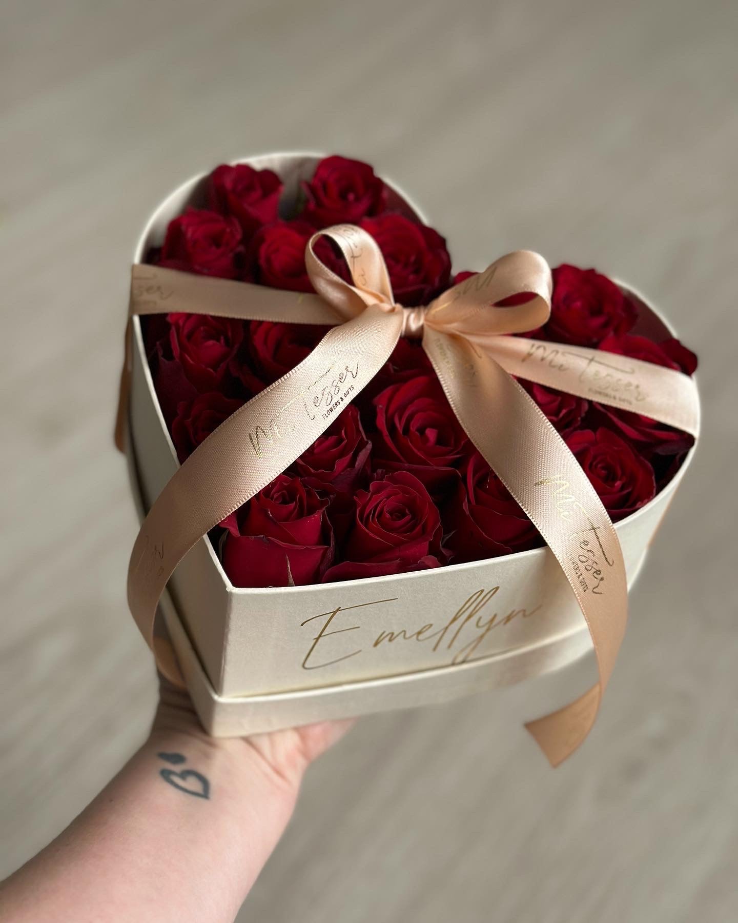 Caixa coração com rosas