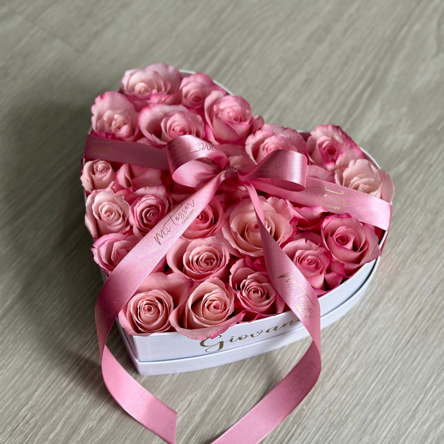 Caixa coração com rosas