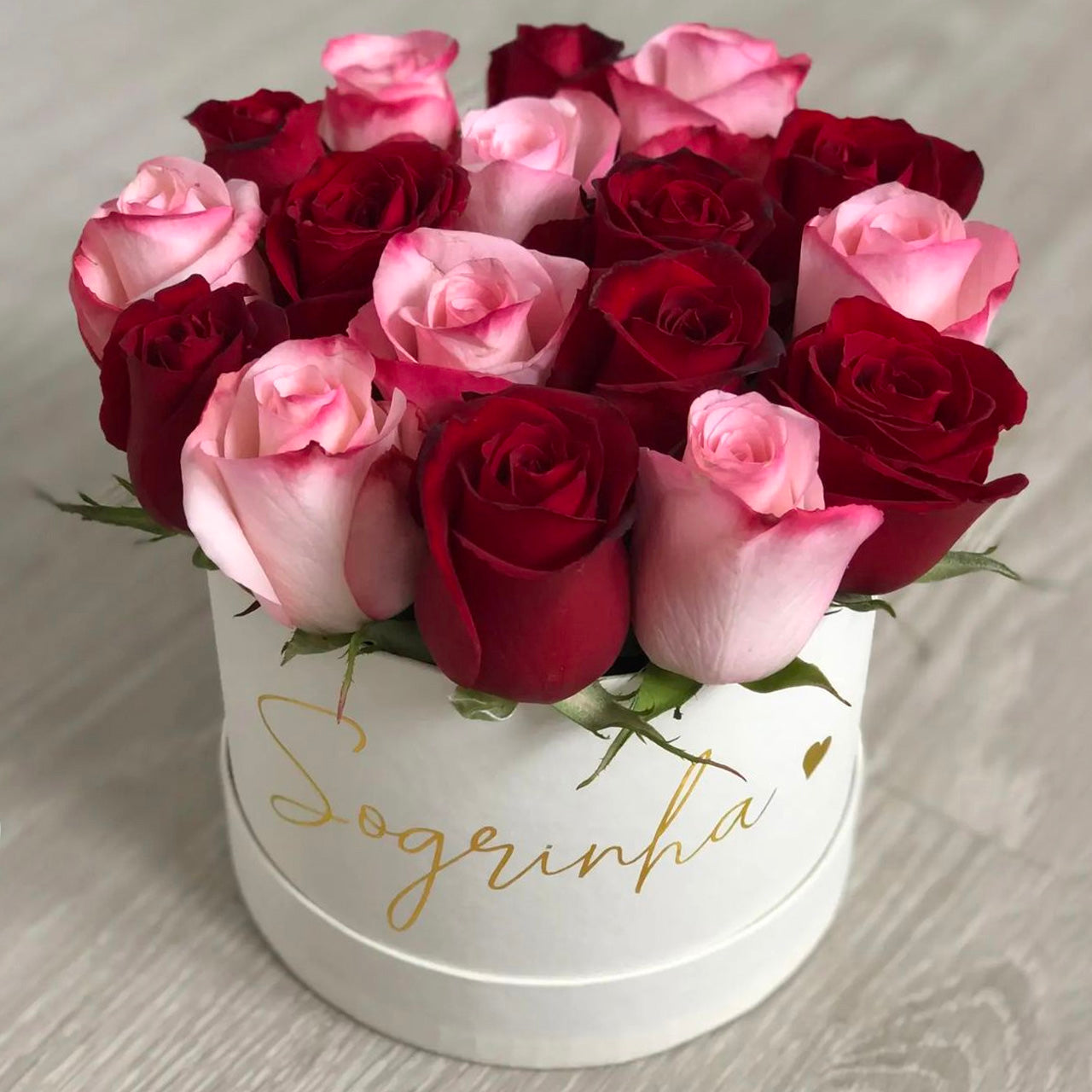 Flower-box Mescla de Rosa com Vermelho