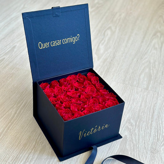 Flowerbox quadrada com rosas